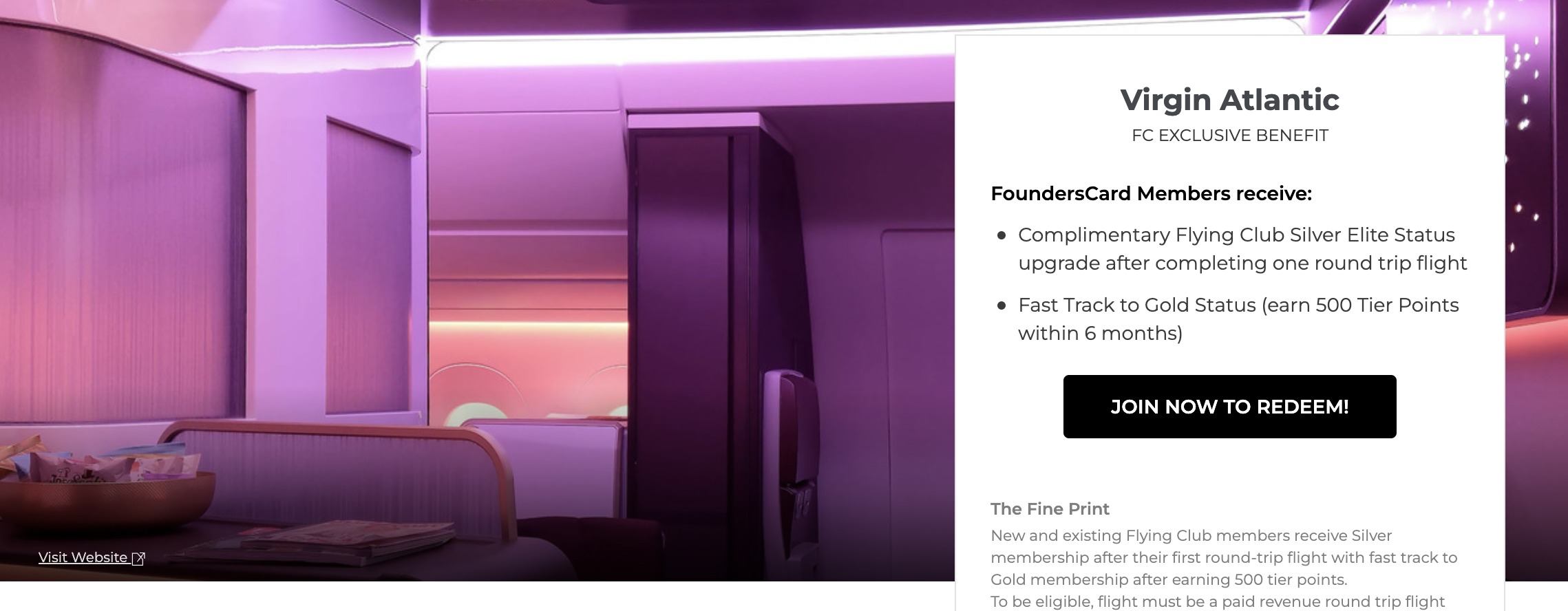 Virgin Atlantic Founder's Card offer